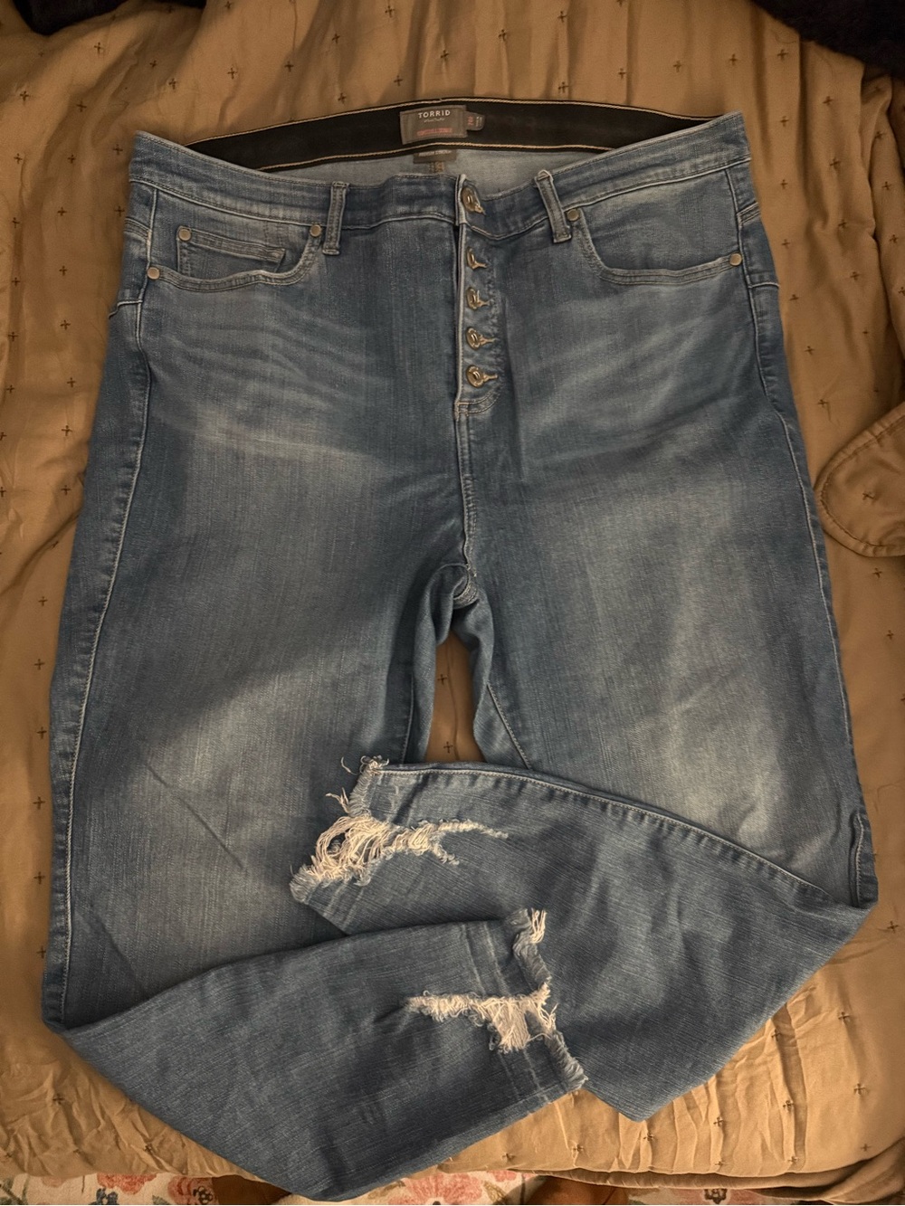 torrid Light Blue Boyfriend Jeans with Distressed Knees